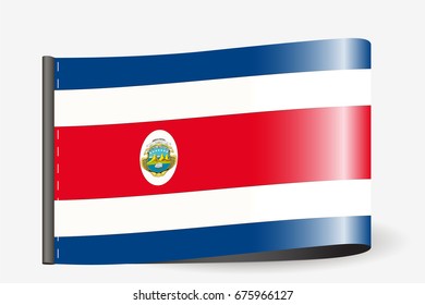 A Flag Illustration on a textile label for the country of  Costa Rica