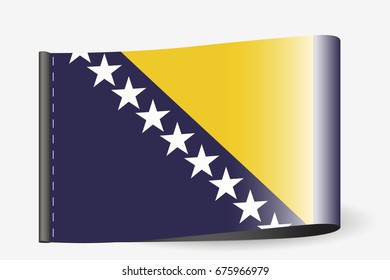 A Flag Illustration on a textile label for the country of  Bosnia
