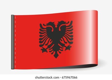A Flag Illustration on a textile label for the country of  Albania