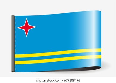 A Flag Illustration on a textile label for the country of  Aruba