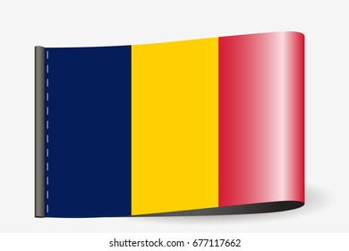 A Flag Illustration on a textile label for the country of  Chad
