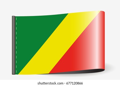 A Flag Illustration on a textile label for the country of  Congo