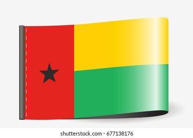 A Flag Illustration on a textile label for the country of  Guinea Bissau