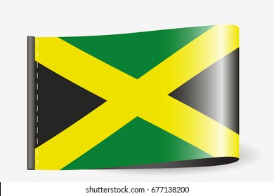 A Flag Illustration on a textile label for the country of  Jamaica