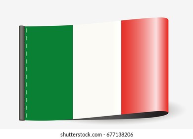 A Flag Illustration on a textile label for the country of  Italy