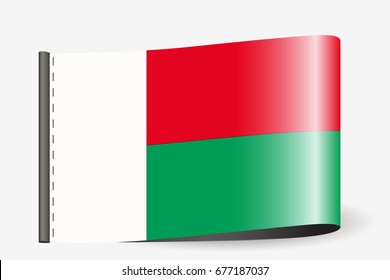 A Flag Illustration on a textile label for the country of  Madagascar