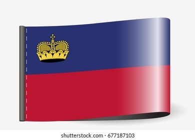 A Flag Illustration on a textile label for the country of  Liechtenstein