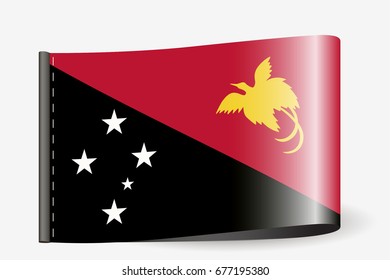 A Flag Illustration on a textile label for the country of  Papua New Guinea