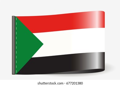 A Flag Illustration on a textile label for the country of  Sudan