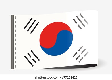 A Flag Illustration on a textile label for the country of  South Korea