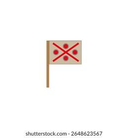 Flag illustration. Red cross pattern. Simple pole icon. Vector banner graphic.