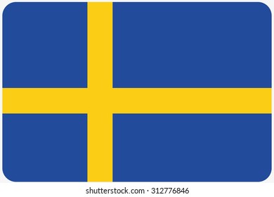 A Flag Illustration with rounded corners of the country of Sweden