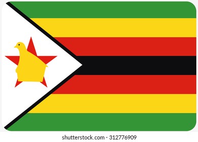 A Flag Illustration with rounded corners of the country of Zimbabwe