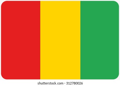 A Flag Illustration with rounded corners of the country of Guinea