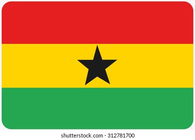A Flag Illustration with rounded corners of the country of Ghana