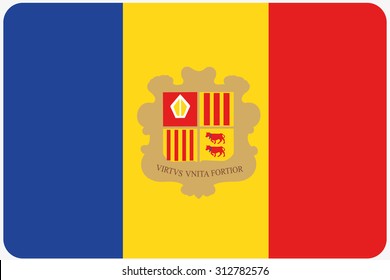 A Flag Illustration with rounded corners of the country of Andorra