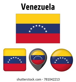 Flag illustration of Venezuela, and several icons. Ideal for catalogs of institutional materials and geography