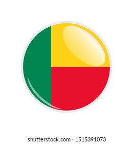 Flag Illustration Within A Circle Of The Country Of benin. benin Flag Circle Button. benin glossy round button. Vector Illustration EPS 10.