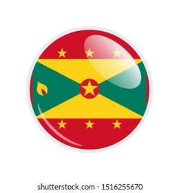 Flag Illustration Within A Circle Of The Country Of grenada. grenada Flag Circle Button. grenada glossy round button. Vector Illustration EPS 10.