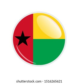Flag Illustration Within A Circle Of The Country Of guinea bissau. guinea bissau Flag Circle Button. guinea bissau glossy round button. Vector Illustration EPS 10.