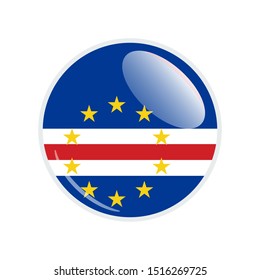 Flag Illustration Within A Circle Of The Country Of cape verde. cape verde Flag Circle Button. cape verde glossy round button. Vector Illustration EPS 10.