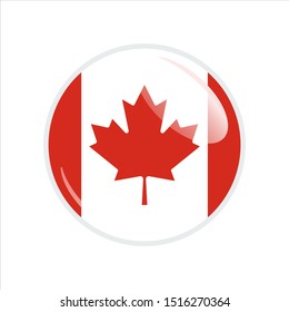Flag Illustration Within A Circle Of The Country Of canada. canada Flag Circle Button. canada glossy round button. Vector Illustration EPS 10.