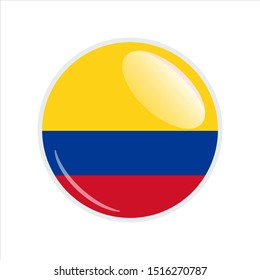 Flag Illustration Within A Circle Of The Country Of colombia. colombia Flag Circle Button. colombia glossy round button. Vector Illustration EPS 10.