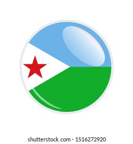 Flag Illustration Within A Circle Of The Country Of djibouti. djibouti Flag Circle Button. djibouti glossy round button. Vector Illustration EPS 10.