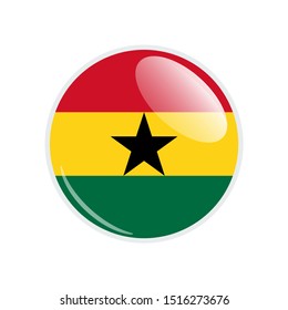 Flag Illustration Within A Circle Of The Country Of ghana. ghana Flag Circle Button. ghana glossy round button. Vector Illustration EPS 10.