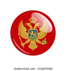 Flag Illustration Within A Circle Of The Country Of Montenegro. Montenegro Flag Circle Button. Montenegro glossy round button. Vector Illustration EPS 10.