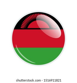 Flag Illustration Within A Circle Of The Country Of Malawi. Malawi Flag Circle Button. Malawi glossy round button. Vector Illustration EPS 10.