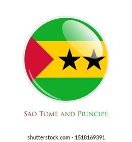 Flag Illustration Within A Circle Of The Country Of Sao Tome and Principe isolated on white. Sao Tome and Principe glossy round button. Vector Illustration EPS 10.
