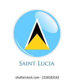 Flag Illustration Within A Circle Of The Country Of Saint Lucia isolated on white. Saint Lucia glossy round button. Vector Illustration EPS 10.
