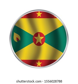 Flag Illustration Within A Circle of The Country of grenada. grenada Flag Circle Button. grenada glossy round button. Vector Illustration EPS 10.