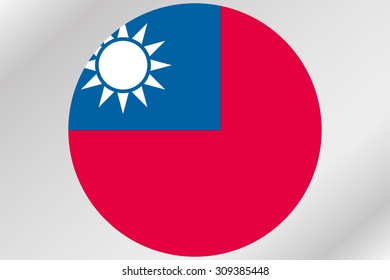 A Flag Illustration within a circle of the country of  Taiwan