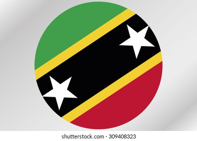 A Flag Illustration within a circle of the country of  Saint Kitts and Nevis