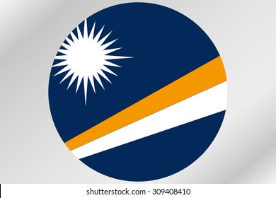 A Flag Illustration within a circle of the country of  Marshall Islands