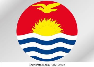 A Flag Illustration within a circle of the country of Kiribati