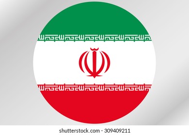 A Flag Illustration within a circle of the country of  Iran