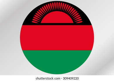 A Flag Illustration within a circle of the country of  Malawi