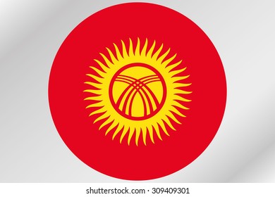 A Flag Illustration within a circle of the country of  Kyrghyzstan