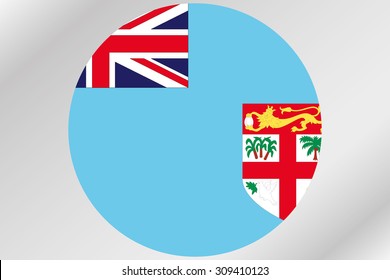 A Flag Illustration within a circle of the country of  Fiji
