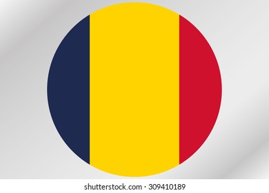 A Flag Illustration within a circle of the country of  Chad