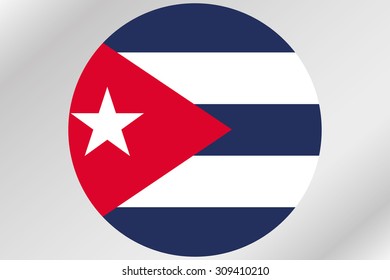 A Flag Illustration within a circle of the country of  Cuba
