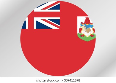 A Flag Illustration within a circle of the country of  Bermuda