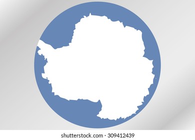 A Flag Illustration within a circle of the country of  Antartica