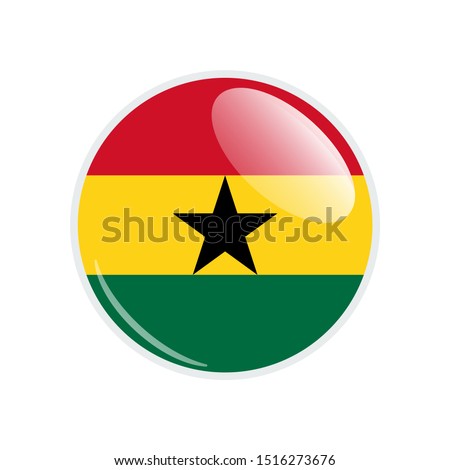 Flag Illustration Within A Circle Of The Country Of ghana. ghana Flag Circle Button. ghana glossy round button. Vector Illustration EPS 10.