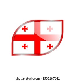 Flag Illustration Within A modern rectangle Of The Country Of Georgia. Georgia Flag glossy Button. Georgia glossy rectangle button. Vector Illustration EPS 10