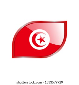 Flag Illustration Within A modern rectangle Of The Country Of Tunisia. Tunisia Flag glossy Button. Tunisia glossy rectangle button. Vector Illustration EPS 10