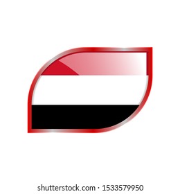 Flag Illustration Within A modern rectangle Of The Country Of Yemen. Yemen Flag glossy Button. Yemen glossy rectangle button. Vector Illustration EPS 10